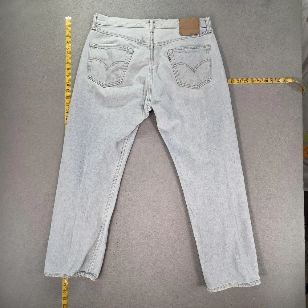 VTG‎ Levis 501 Jeans Mens Light Wash Blue Straight Button Altered USA Fits 32x28